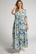 Robe, tenue traditionnelle bavaroise, fleurs, col rond, manches courtes, lin mélangé