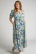 Robe, tenue traditionnelle bavaroise, fleurs, col rond, manches courtes, lin mélangé