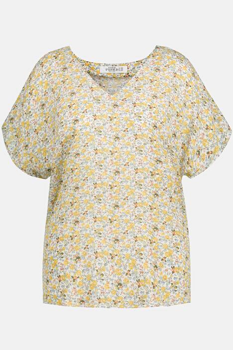 Overhemdblouse, oversized, bloemenprint, V-hals
