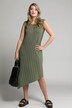 Robe midi, palmiers, silhouette A, col rond, sans manches