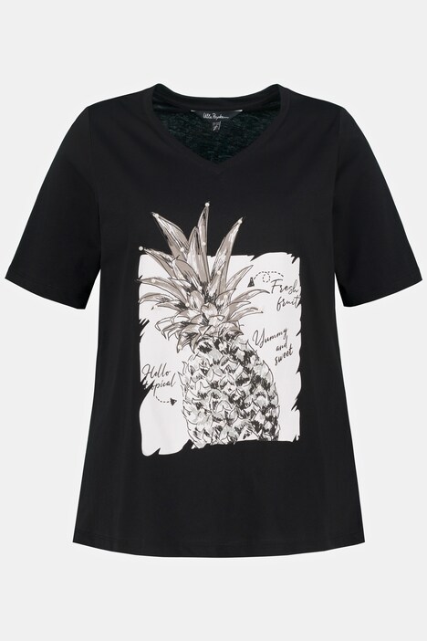T-shirt, ananas, classic, V-hals, korte mouwen