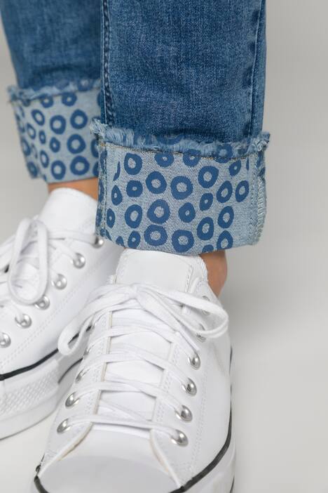 Jeans Julia, bedruckter Aufschlag, schmale 5-Pocket-Form