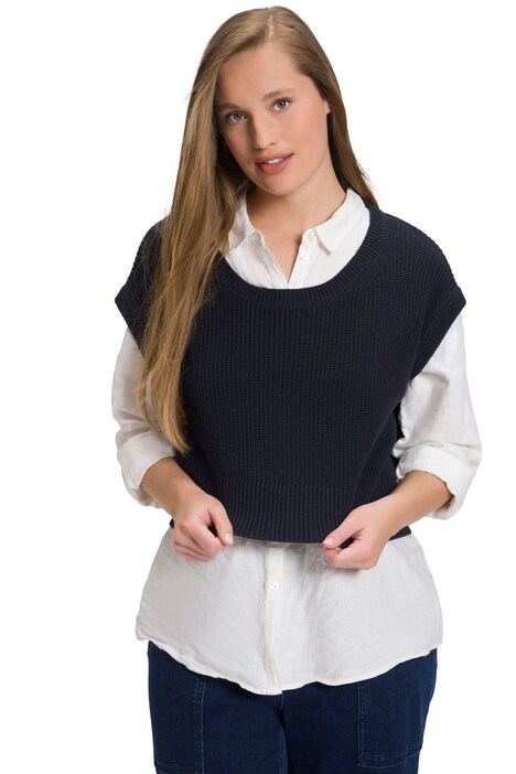 Svetr bez rukávů, oversize, kulatý výstřih, biobavlna