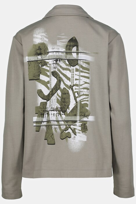Sweat-Hemdjacke, Rückenmotiv, Hemdkragen, Langarm