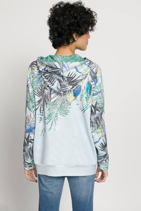 Sweatjacke, Dschungelmuster, Kapuze, Blousonform