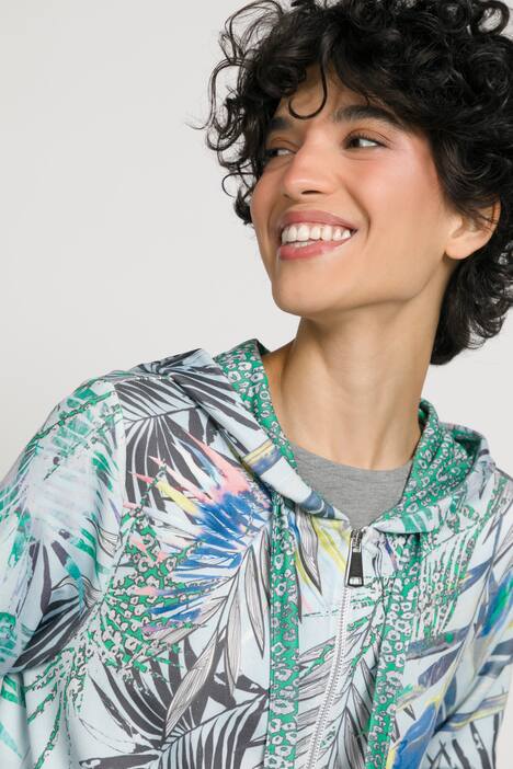 Sweatjacke, Dschungelmuster, Kapuze, Blousonform