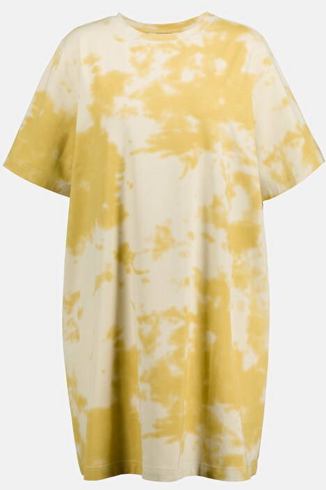 Ekstra long shirts, lige pasform, batikprint, rund hals, halværmer.