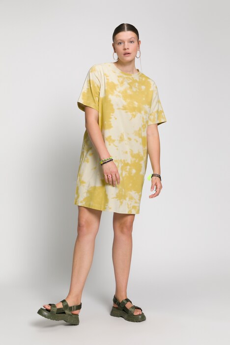 Ekstra long shirts, lige pasform, batikprint, rund hals, halværmer.