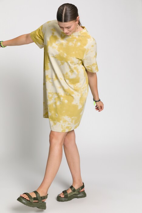 Ekstra long shirts, lige pasform, batikprint, rund hals, halværmer.