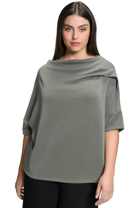 Mikina, ozdobné sklady, oversize, stojáček, krátké rukávy