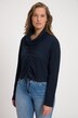 Camiseta, cuello cisne, cinta plisada, manga larga, algodón bio