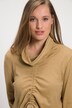 Maglia in cotone biologico con collo dolcevita, fascia per l'arricciatura e maniche lunghe