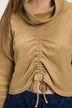 Maglia in cotone biologico con collo dolcevita, fascia per l'arricciatura e maniche lunghe