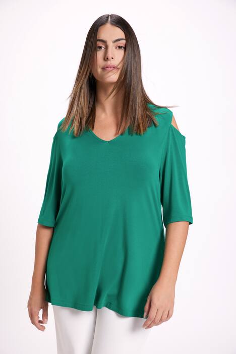 T-shirt con aperture sulle spalle, scollo a V e mezze maniche
