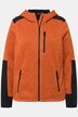Contrast Insets Hooded Sweater Knit Fleece Jacket