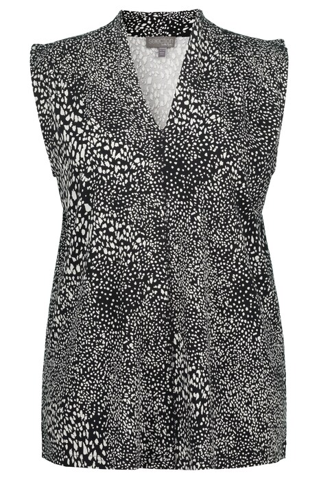Top, zvířecí design, šálový límec, sklady na ramenou, bez rukávů