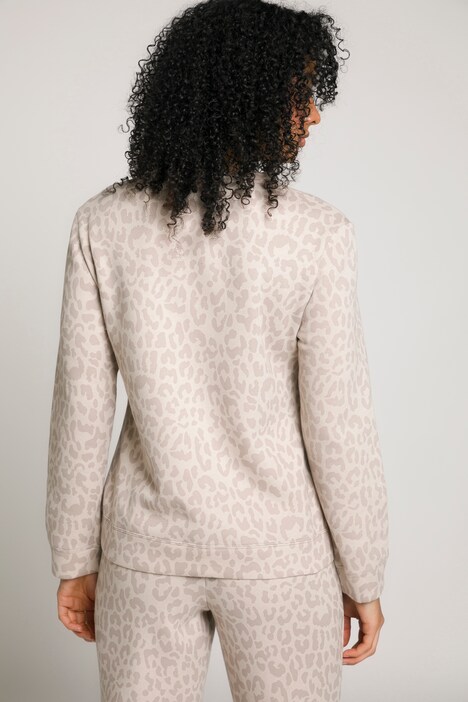 Sweatshirt, Leo Print, Smiley, Rundhals, Langarm