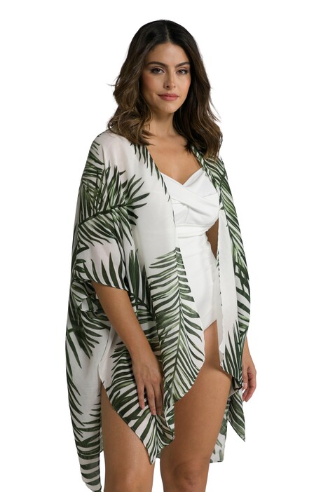 Kimono, palmy, otevřený střih, krátké rukávy