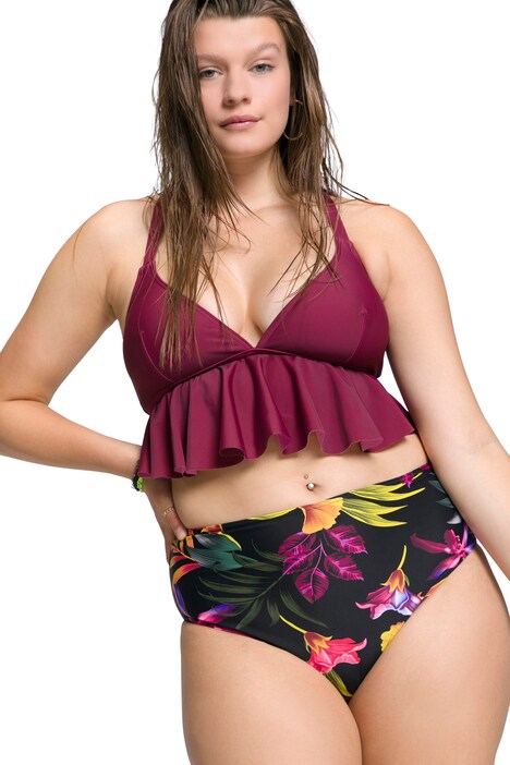 Bikiny kalhotky, vysoký pas, tropický potisk