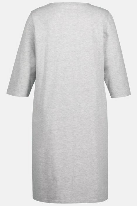bigshirts, set van 2, geruit/uni, V-hals, 3/4-mouwen