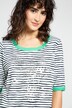 T-Shirt, Ringel, Metallic-Schrift, Rundhals, Halbarm