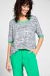 T-Shirt, Ringel, Metallic-Schrift, Rundhals, Halbarm