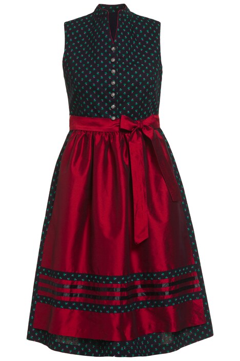 Dirndl, květy, stojáček, ozdobné knoflíky, zástěra