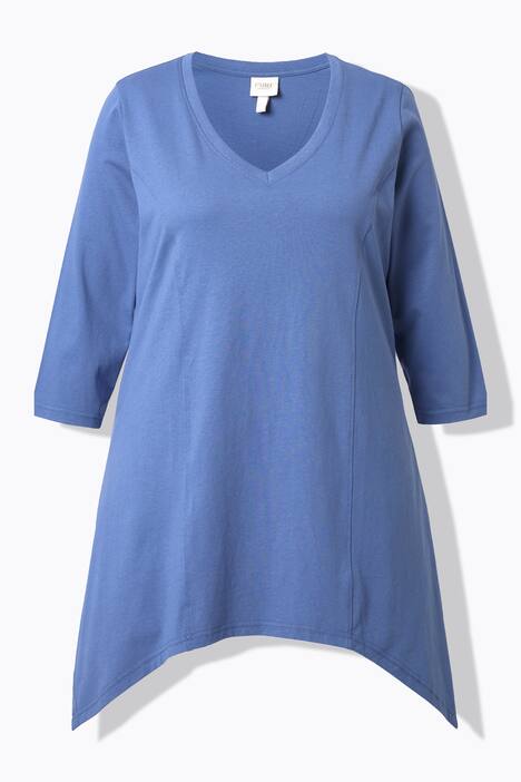 shirt, puntzoom, V-hals, 3/4-mouwen, biologisch katoen