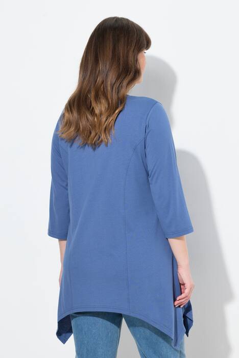 shirt, puntzoom, V-hals, 3/4-mouwen, biologisch katoen