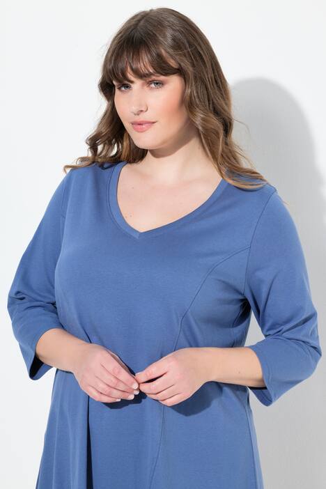 shirt, puntzoom, V-hals, 3/4-mouwen, biologisch katoen