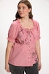 folklore carmenblouse, vichy geruit, hartknopen, korte mouwen