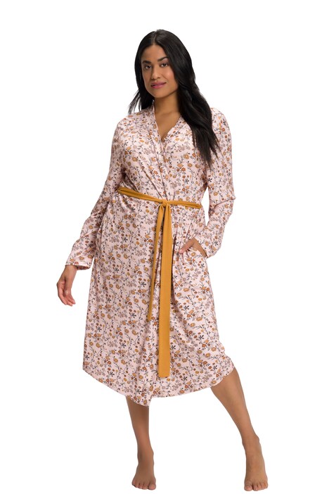 Kimono, květy, otevřený střih, šálový límec, dlouhé rukávy