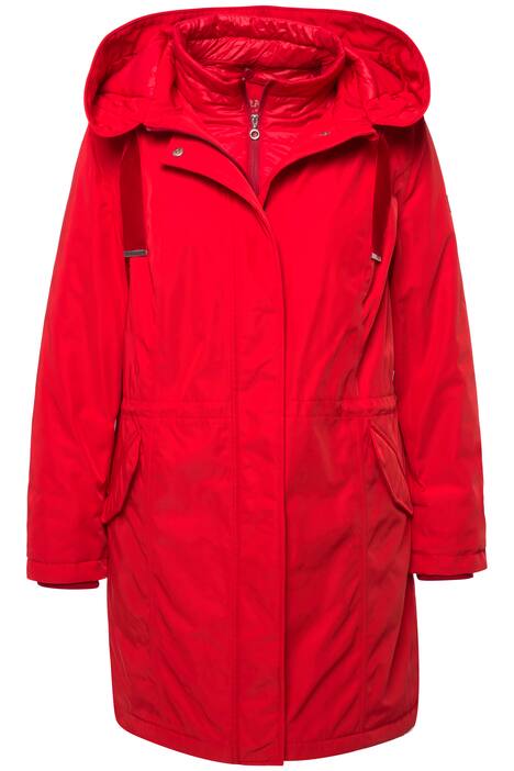 Funkční parka, prošívaná vsadka, dvoucestný zip, kapuce