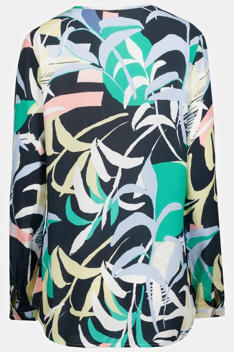 Bluse, floraler Druck, Tunika-Ausschnitt, Langarm