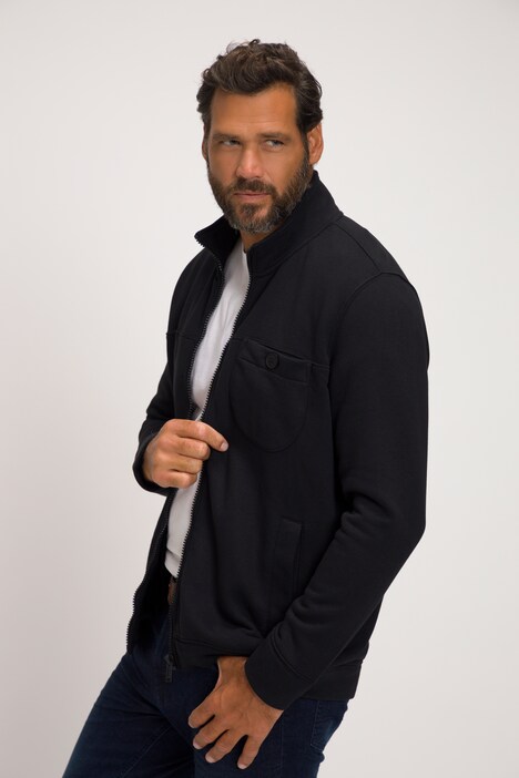 Sweatjacke, Stehkragen, extra Brusttasche