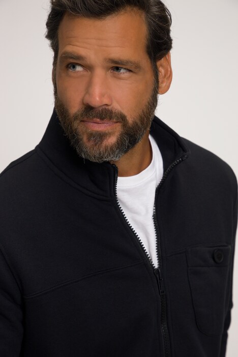 Sweatjacke, Stehkragen, extra Brusttasche