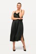 Satin Wrap Style Lace Trim Slip Dress