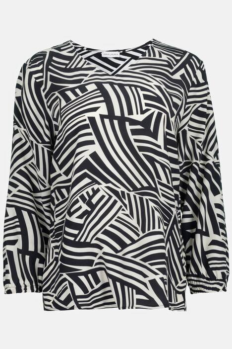 Bluse, Identity, Zebramuster, V-Ausschnitt, Langarm