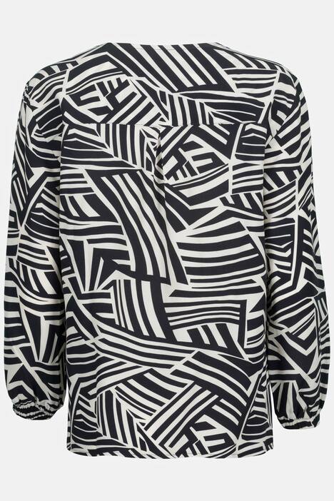 Bluse, Identity, Zebramuster, V-Ausschnitt, Langarm