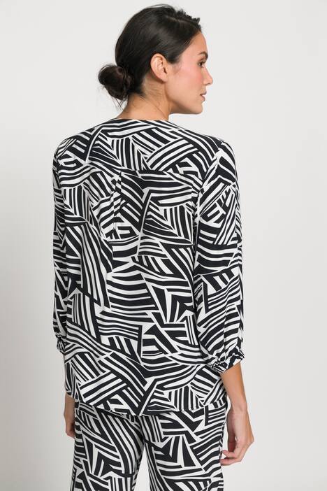 Bluse, Identity, Zebramuster, V-Ausschnitt, Langarm