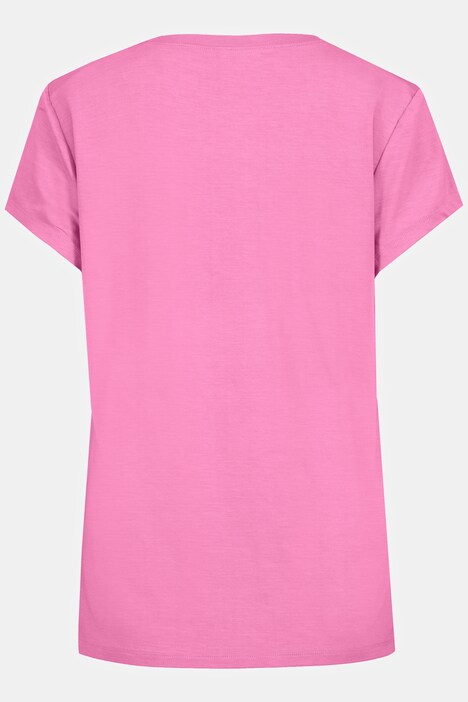 T-Shirt, gekräuselte Schulter, Tunika-Ausschnitt, Halbarm