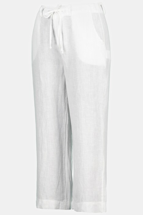 Leinen-Culotte Identity, weites Bein, breiter Bund, Bindeband