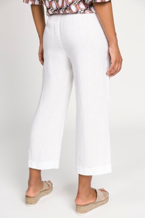 Leinen-Culotte Identity, weites Bein, breiter Bund, Bindeband