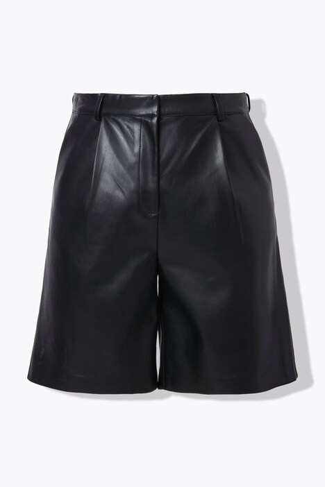 fake leren korte broek, high waist, wijde pijpen