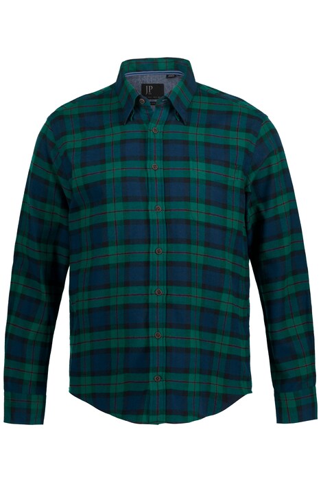 Kostkovaná košile, dlouhé rukávy, límeček se skrytými knoflíky, Modern střih, do 8XL