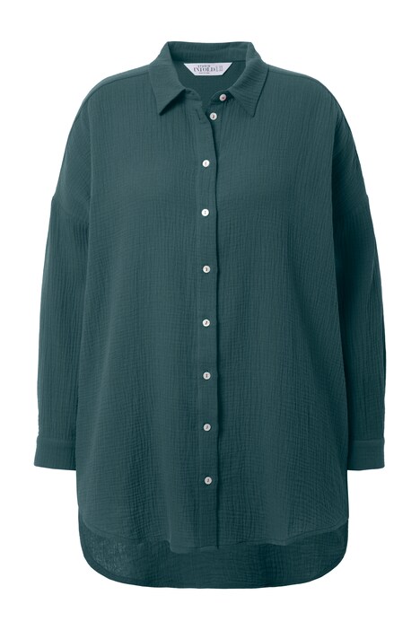 Mušelínová halenka, oversize, límeček, dlouhé rukávy