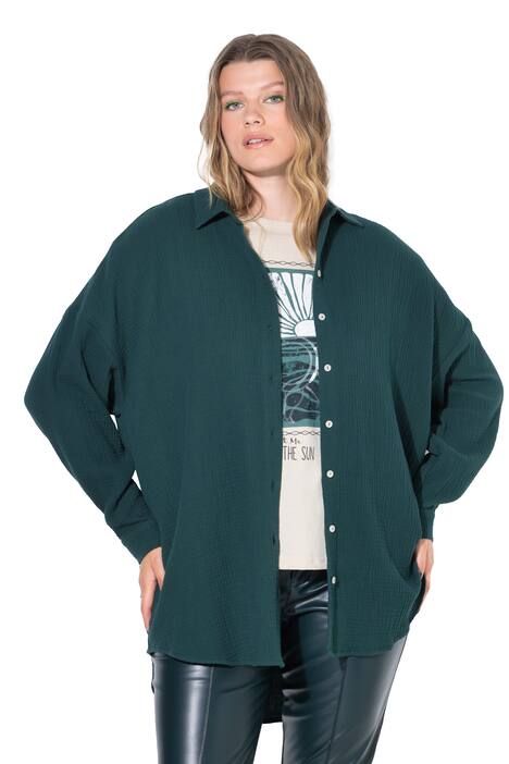 Mušelínová halenka, oversize, límeček, dlouhé rukávy