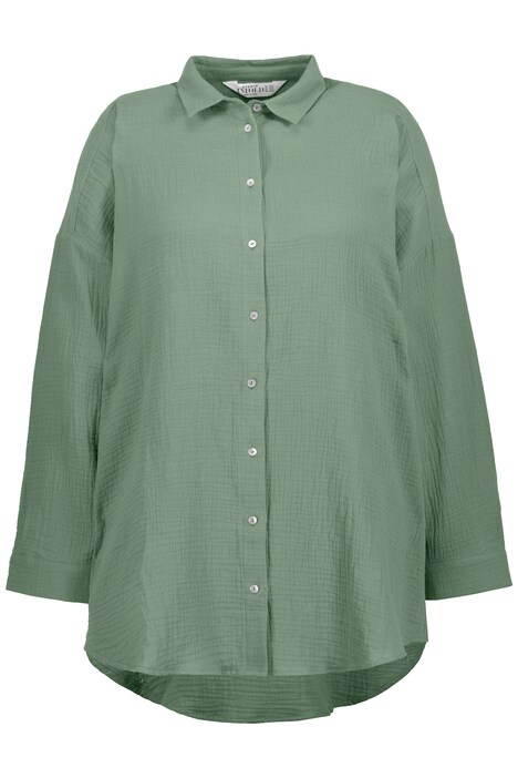 Mušelínová halenka, oversize, límeček, dlouhé rukávy