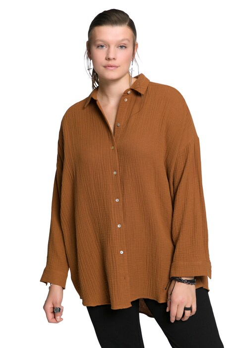 Mušelínová halenka, oversize, límeček, dlouhé rukávy