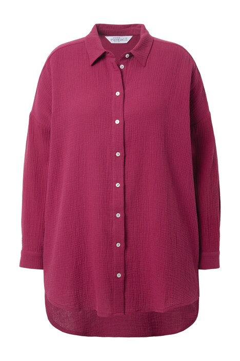 Mušelínová halenka, oversize, límeček, dlouhé rukávy